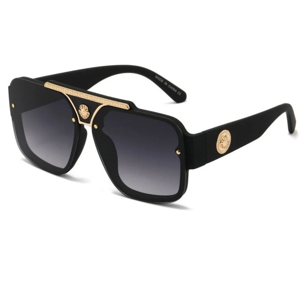 Black Designer Sunglasses Fashion Mens Rectangular Oversized Hip Hop Rapper‎ New